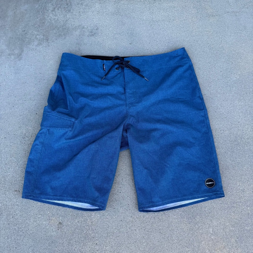 ONeill Mens Blue Textured Board Shorts Size 34 Swim Trunks Surf